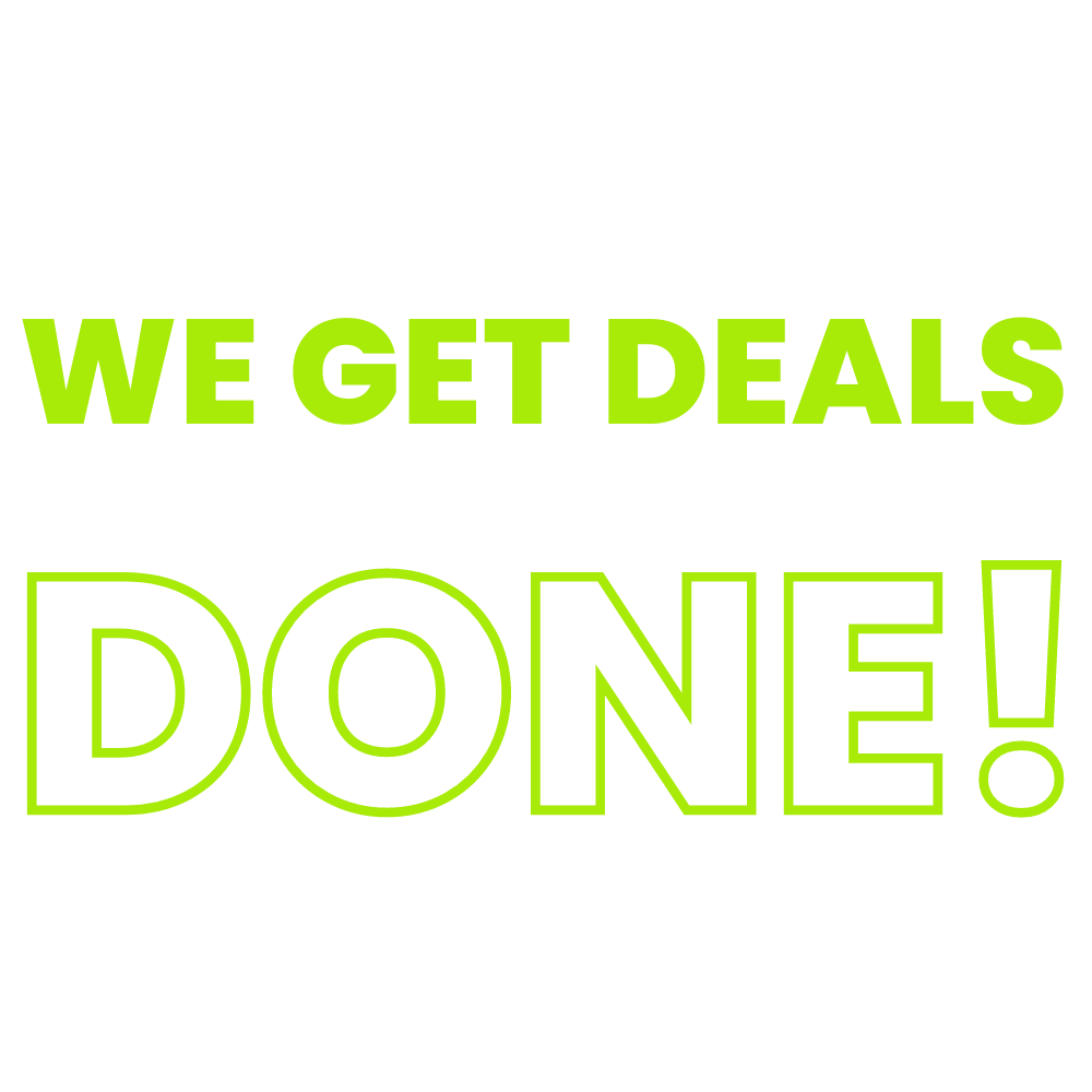 Text that says we get deals done